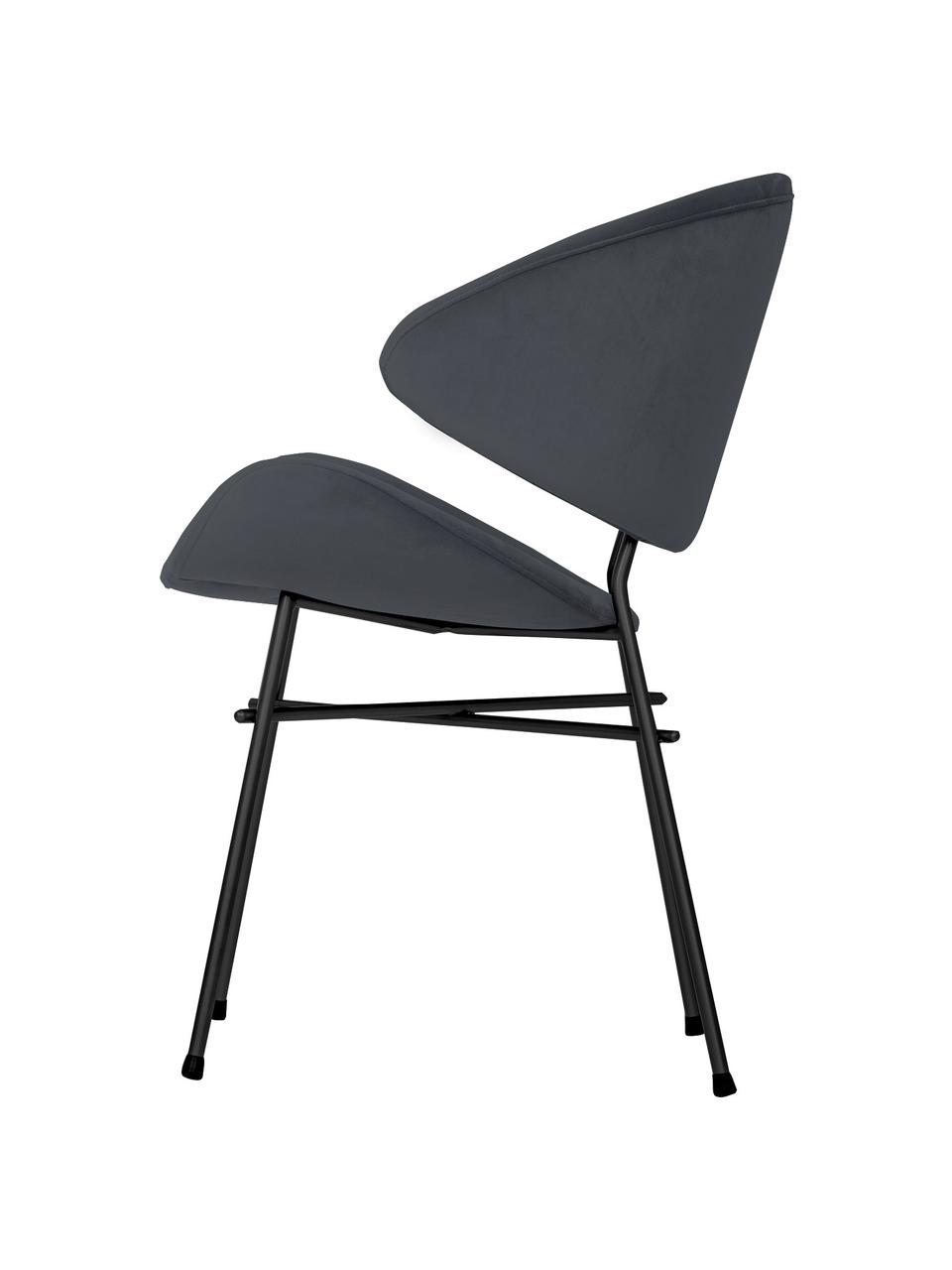 Čalúnená stolička s velúrovým vodoodolným poťahom Cheri, Zamatová tmavosivá, čierna, Š 57 x H 55 cm
