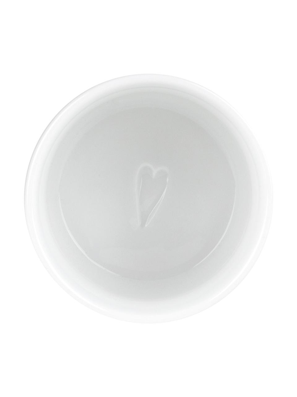 Ręcznie wykonany komplet miseczek z porcelany Heart, 7 elem., Biały, jasne drewno naturalne, S 22 x W 6 cm