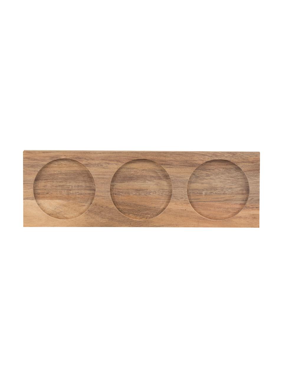 Handgemachtes Schälchen-Set Heart aus Porzellan, 7-tlg., Tablett: Holz, Weiß, Helles Holz, B 22 x H 6 cm