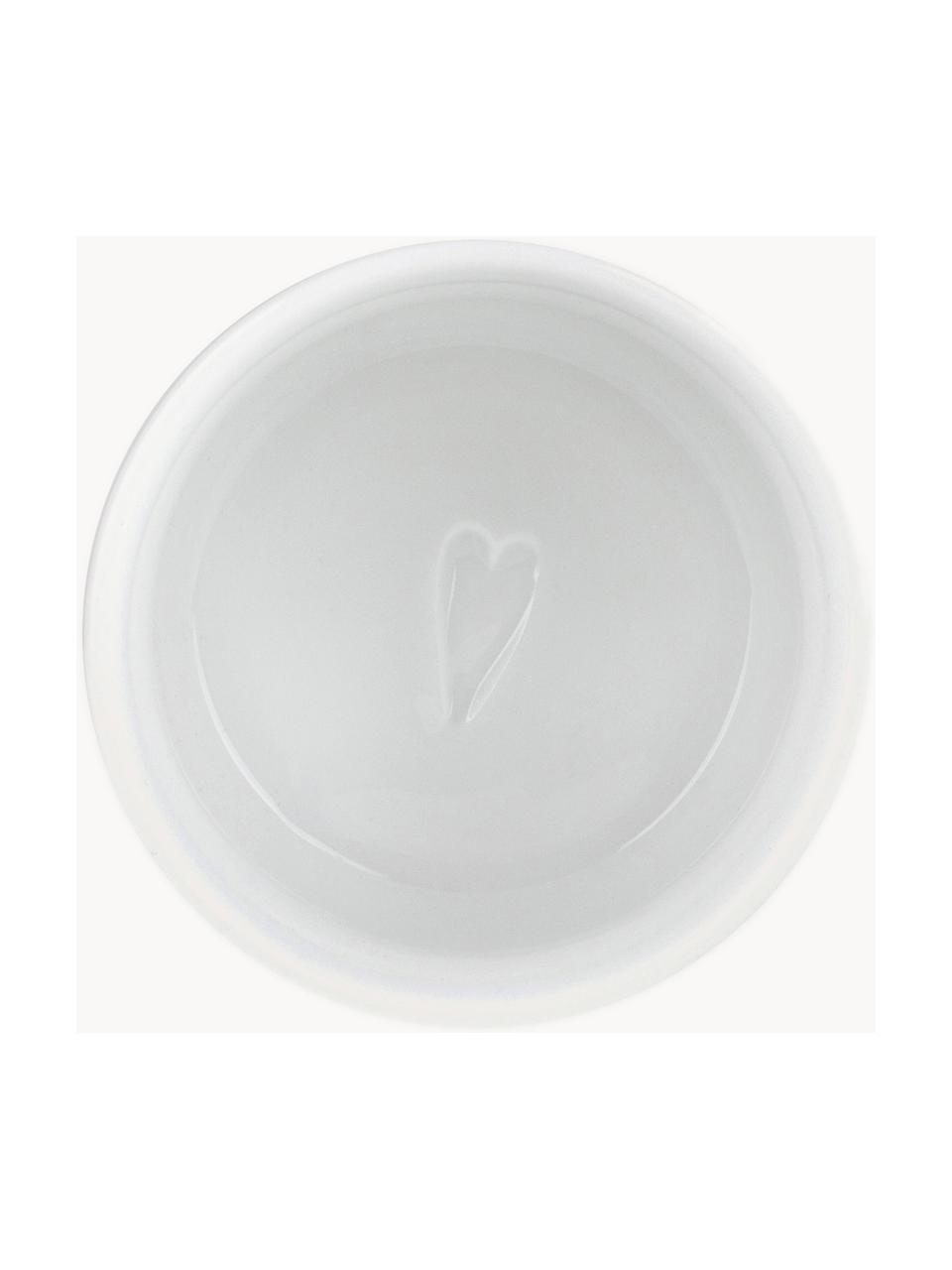 Handgemachtes Servier-Set Heart aus Porzellan, 7-tlg., Tablett: Holz, Weiß, Holz, B 22 x H 6 cm