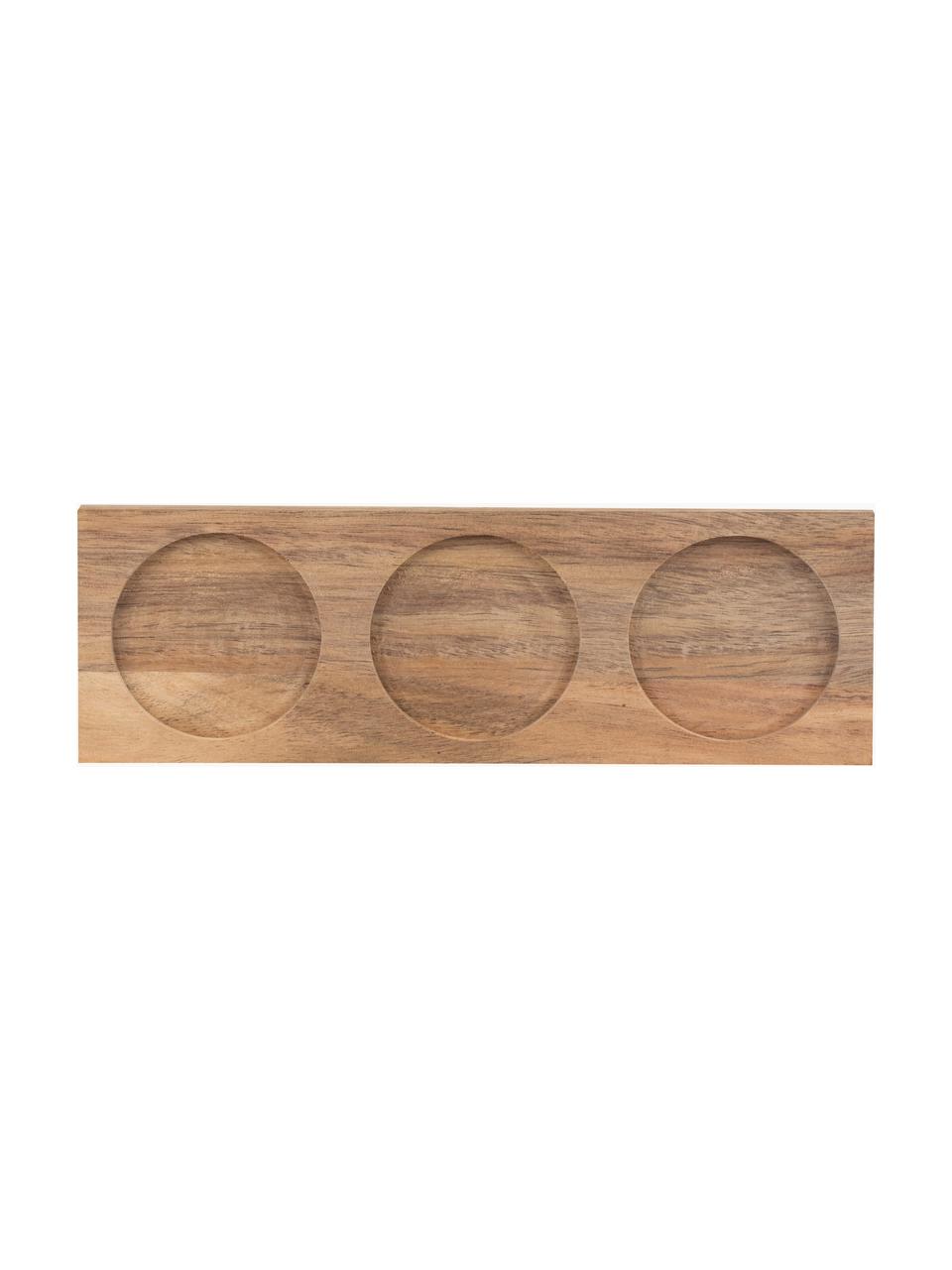 Handgemaakte serveerset Heart van porselein, 7-delig, Dienblad: hout, Wit, hout, B 22 x H 6 cm