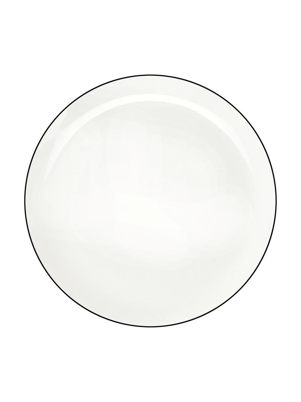 Assiette plate à table ligne noire, 4 pièces, Blanc Bord : noir