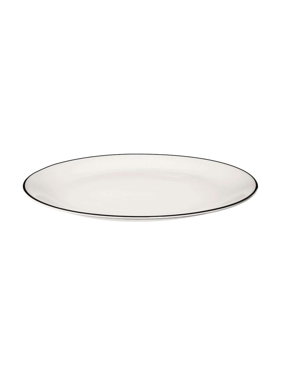 Assiette plate à table ligne noire, 4 pièces, Blanc Bord : noir