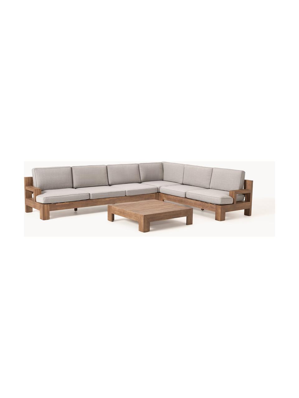 Salotto da giardino componibile in legno di acacia Joshua 4 pz, Rivestimento: 100% poliestere (resisten, Grigio chiaro, legno d'acacia verniciato, Larg. 326 x Prof. 248 cm