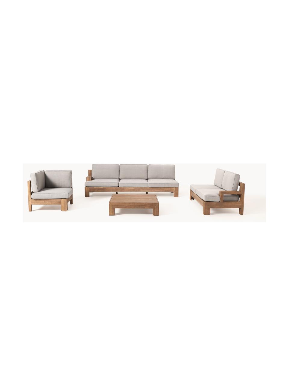 Modulares Garten-Lounge-Set Joshua aus Akazienholz, 4-tlg., Hellgrau, Akazienholz lackiert, B 326 x T 248 cm