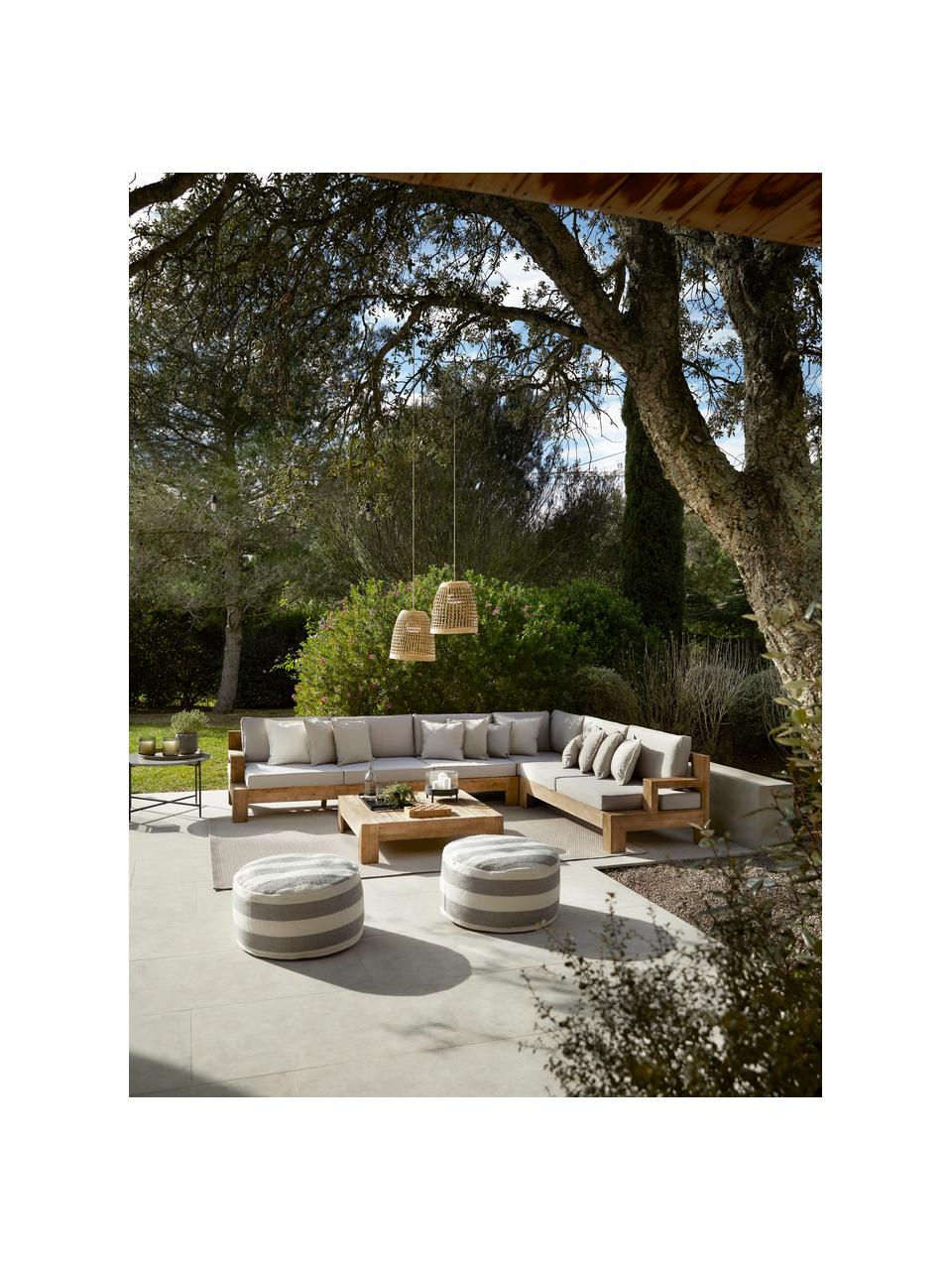 Salotto da giardino componibile in legno di acacia Joshua 4 pz, Rivestimento: 100% poliestere (resisten, Grigio chiaro, legno d'acacia verniciato, Larg. 326 x Prof. 248 cm