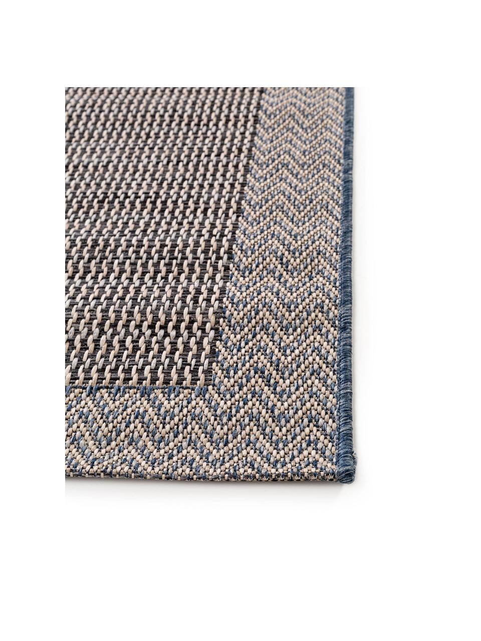 Chodnik wewnętrzny/zewnętrzny River, 100% polipropylen, Kremowobiały, niebieski, antracytowy, S 70 x D 240 cm
