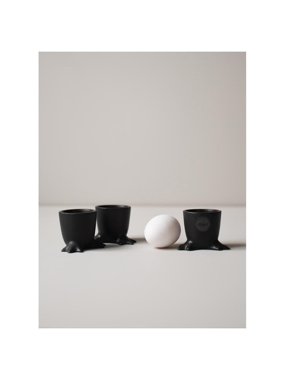 Soportes de huevos Walking Egg, 2 uds., Cerámica, Negro, Ø 5 x Al 5 cm