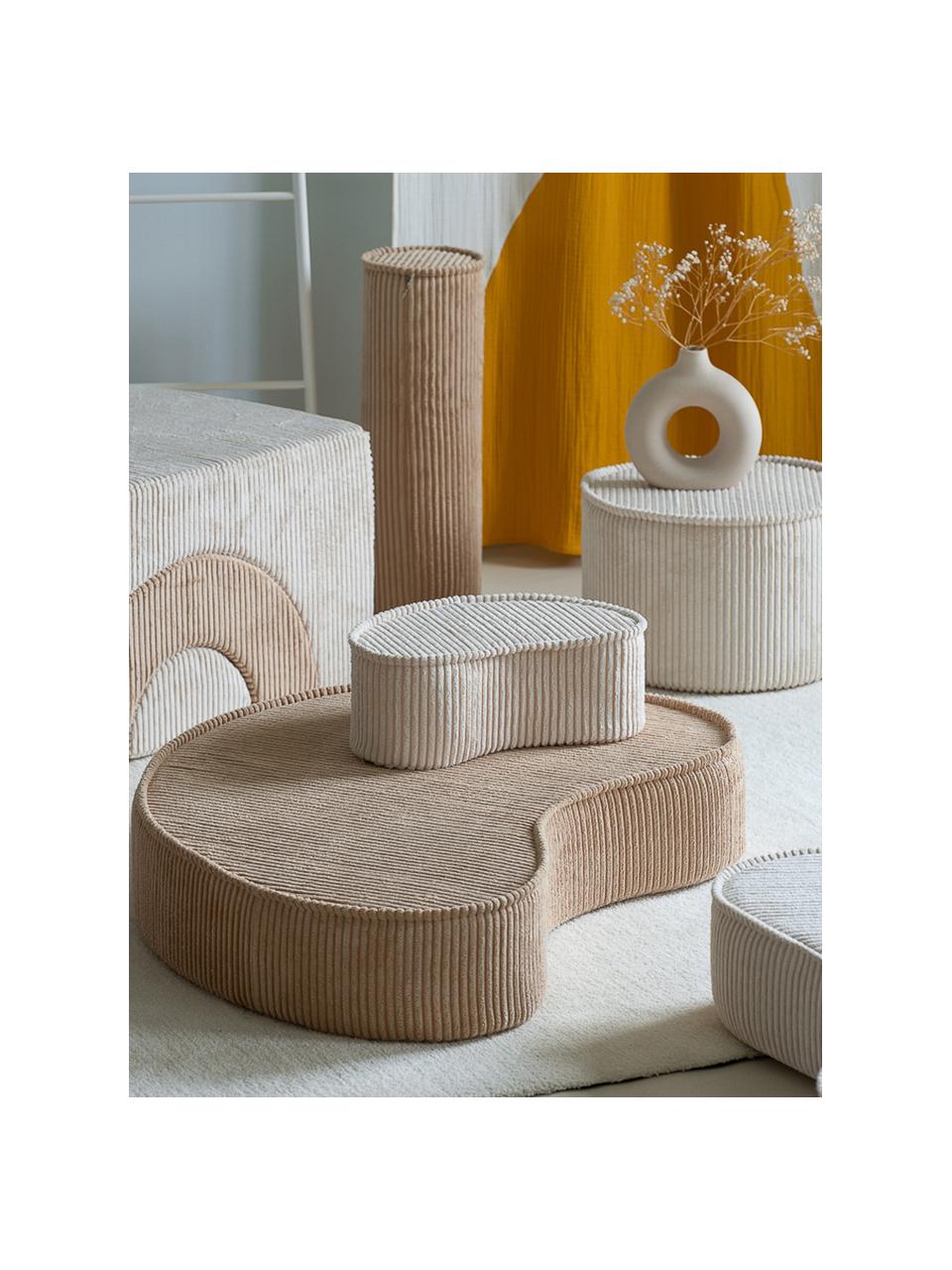 Pouf per bambini in velluto a coste Beans, Rivestimento: velluto a coste (100% pol, Velluto a coste beige, Larg. 95 x Prof. 78 cm