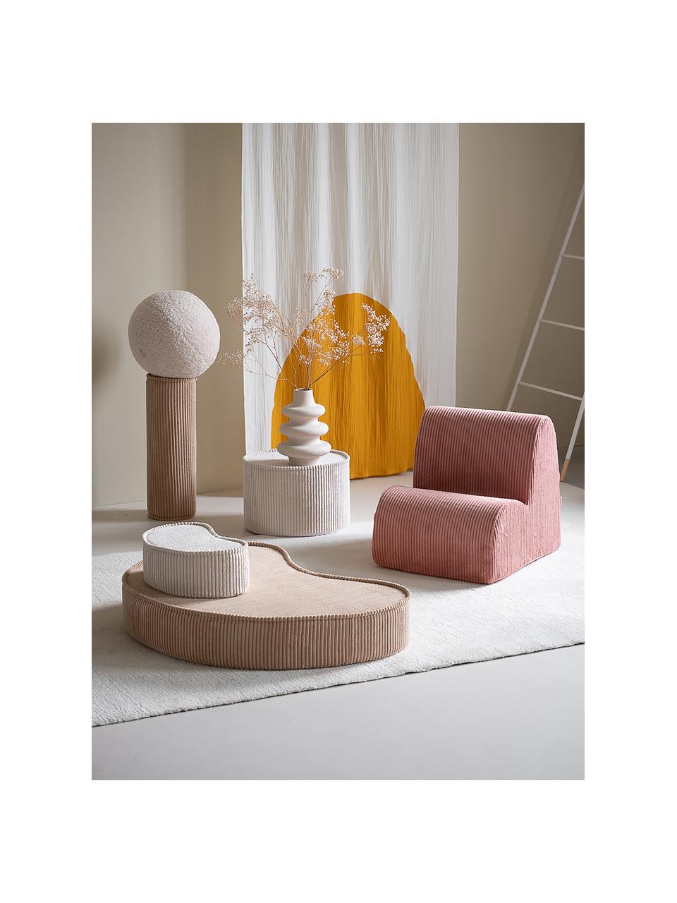 Pouf per bambini in velluto a coste Beans, Rivestimento: velluto a coste (100% pol, Velluto a coste beige, Larg. 95 x Prof. 78 cm