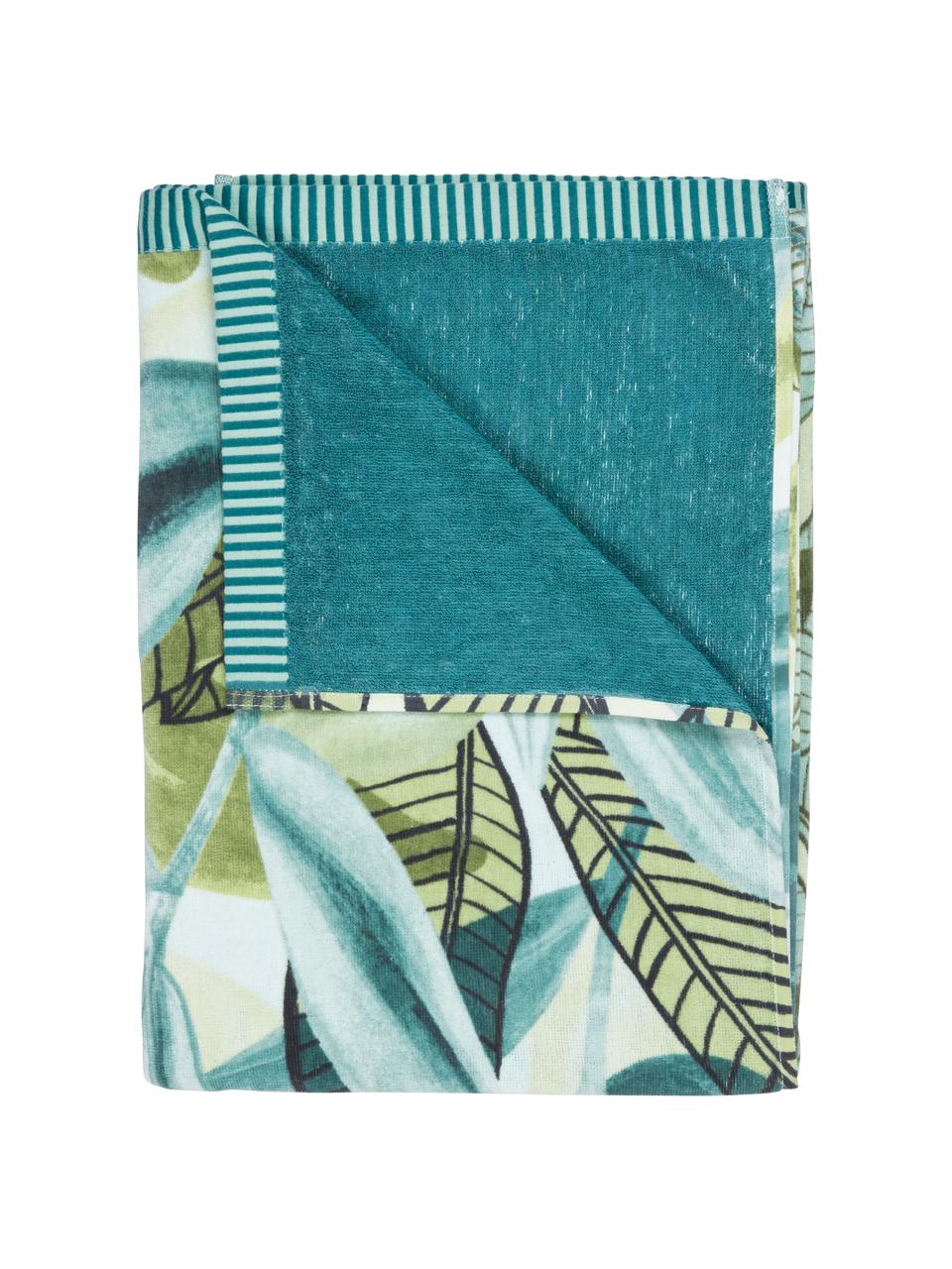 Bavlněná plážová osuška Jungle Vibe, 100% bavlna, Odstíny modré, odstíny zelené, Š 100 cm, D 180 cm