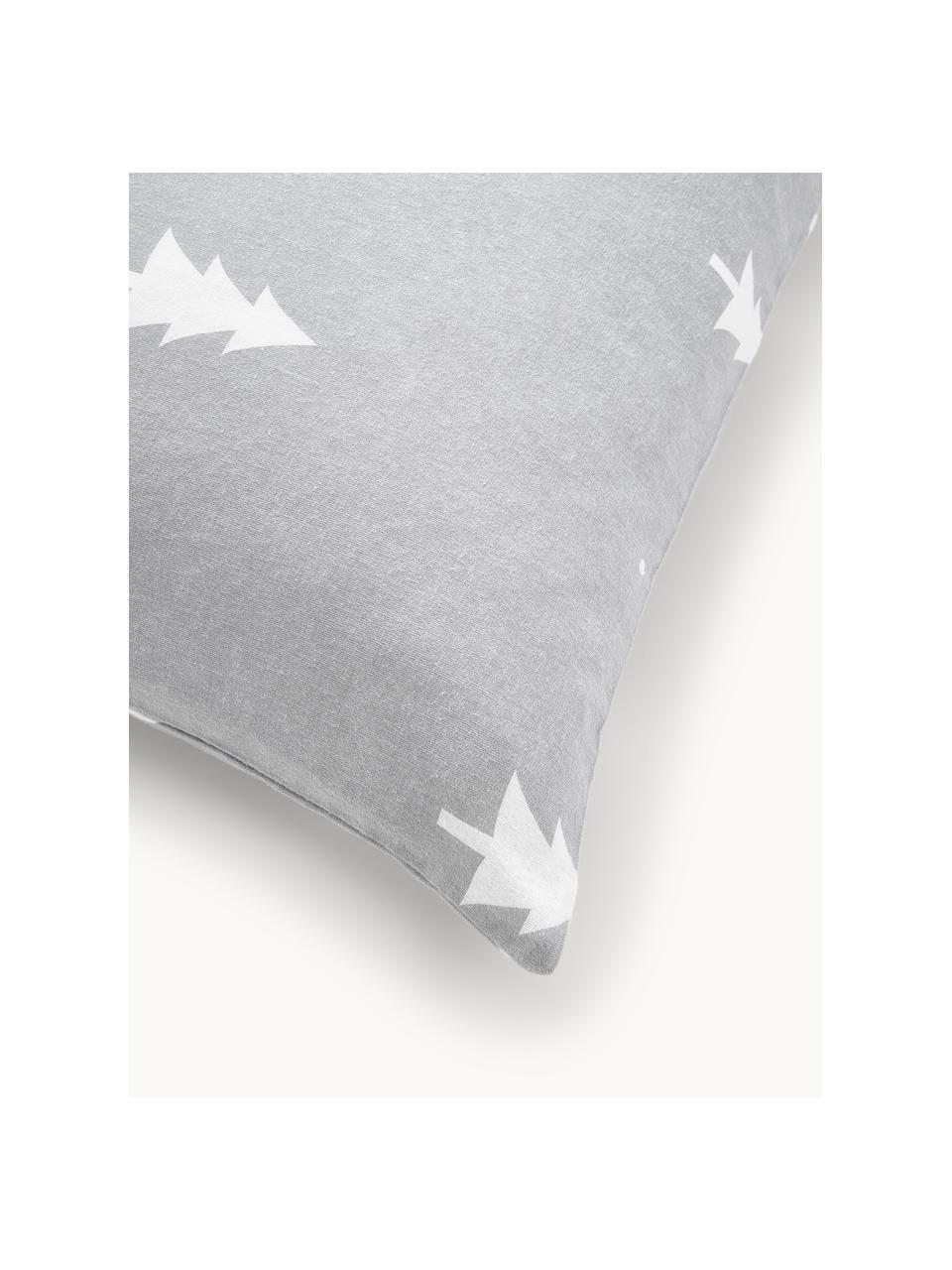 Funda de almohada de franela invernal X-mas Tree, Gris claro, blanco, An 40 x L 80 cm