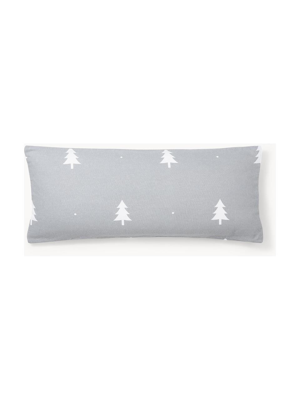 Funda de almohada de franela invernal X-mas Tree, Gris claro, blanco, An 40 x L 80 cm