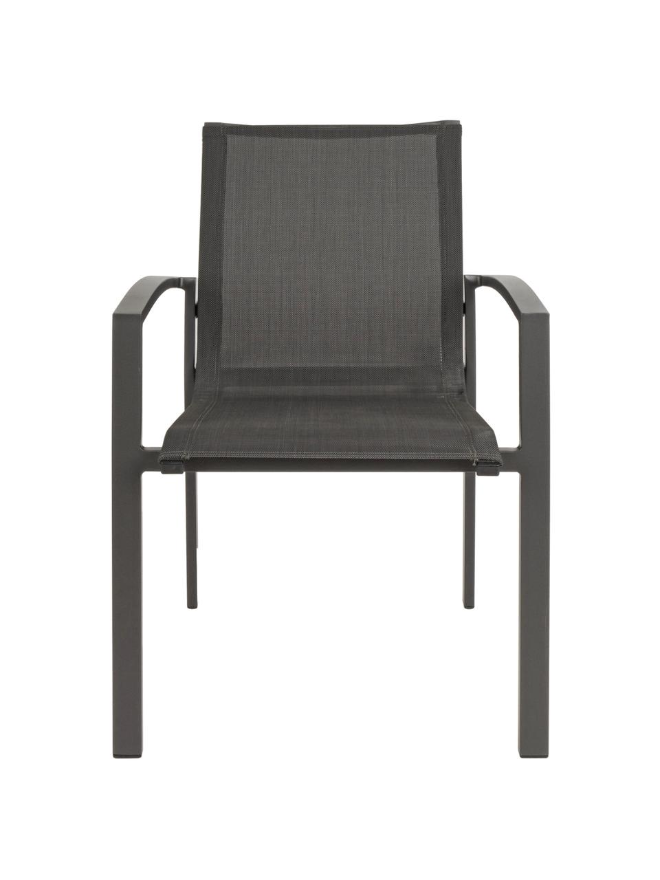 Silla con reposabrazos de exterior Atlantic, Estructura: aluminio con pintura en p, Asiento: tela, Gris antracita, gris oscuro, An 60 x F 66 cm