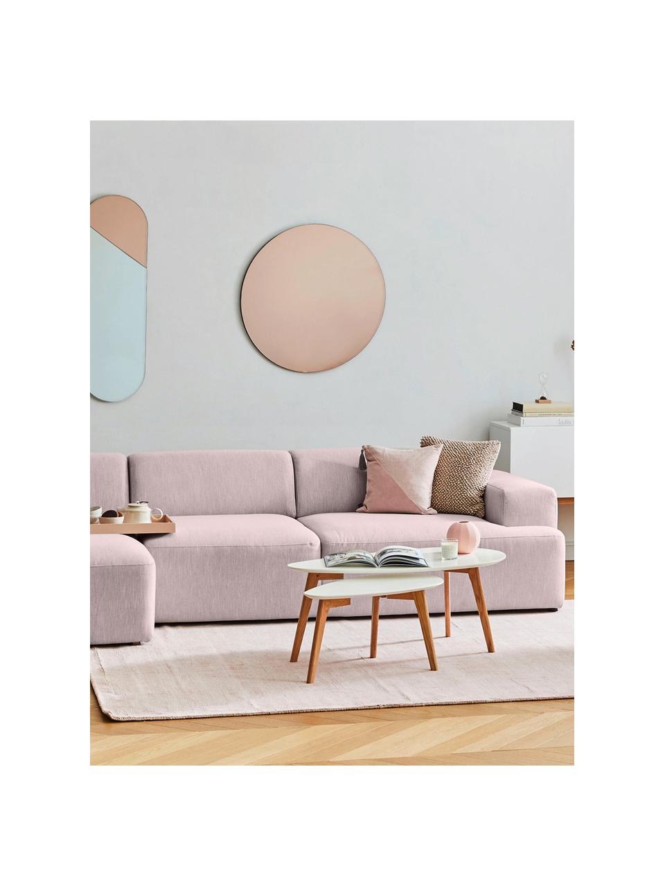 Ecksofa Melva (4-Sitzer) in Rosa, Bezug: Polyester Der hochwertige, Gestell: Massives Kiefernholz, Spa, Füße: Kiefernholz, Webstoff Rosa, B 319 x T 144 cm