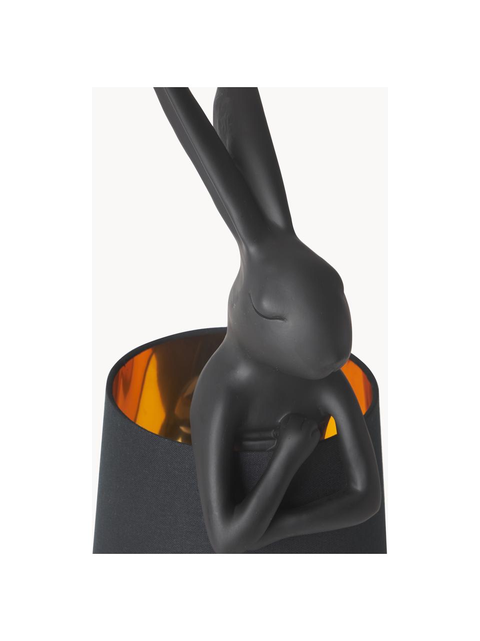 Lampada da tavolo grande di design Rabbit, Paralume: lino, Asta: acciaio verniciato a polv, Nero, Ø 23 x Alt. 68 cm