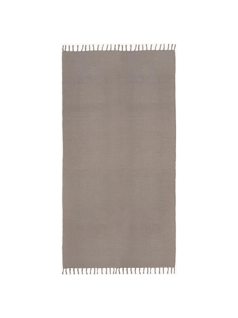 Dun katoenen vloerkleed Agneta, handgeweven, 100% katoen, Taupe, B 70 x L 140 cm (maat XS)