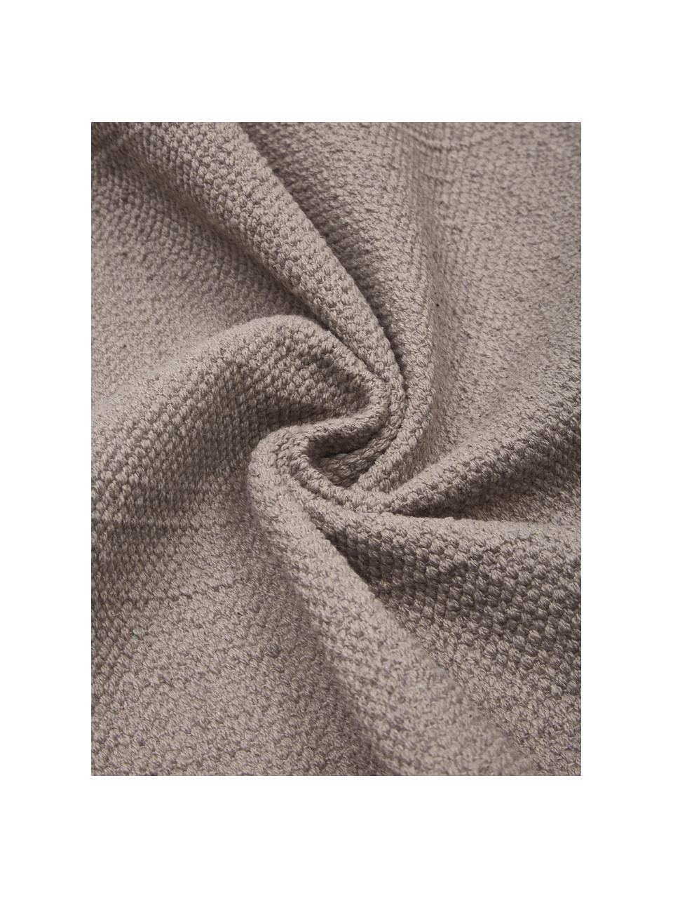 Dünner Baumwollteppich Agneta, handgewebt, 100 % Baumwolle, Taupe, B 70 x L 140 cm (Größe XS)