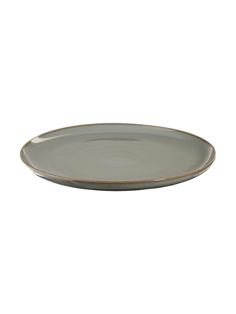 Platos postre de gres Saisons Eucalyptus, 6 uds., Gres, Verde, L 21 x Al 1 cm