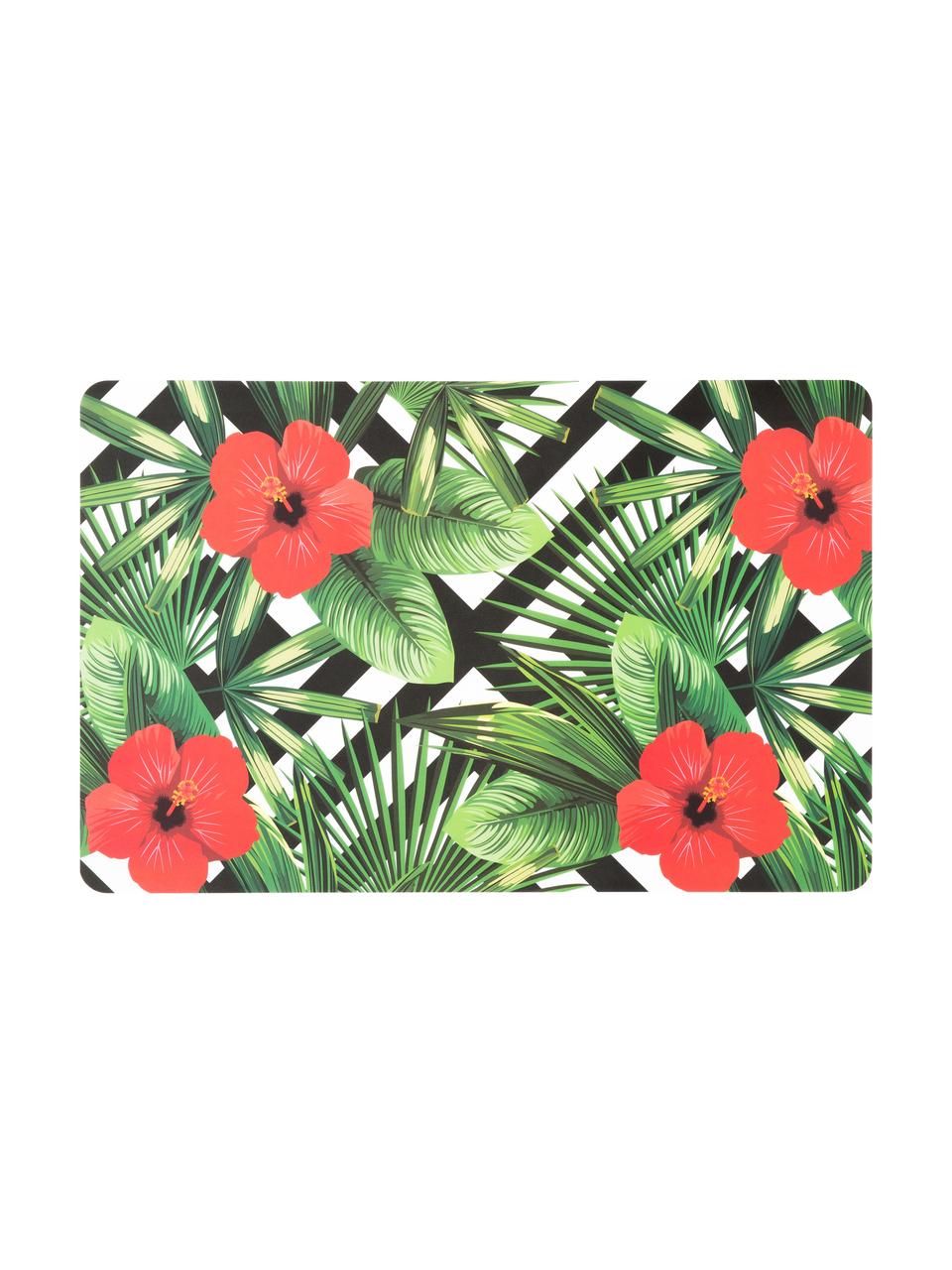 Kunststof-placemats Tropicana, 6-delig, Kunststof, Zwart, wit, groen, rood, geel, 30 x 45 cm