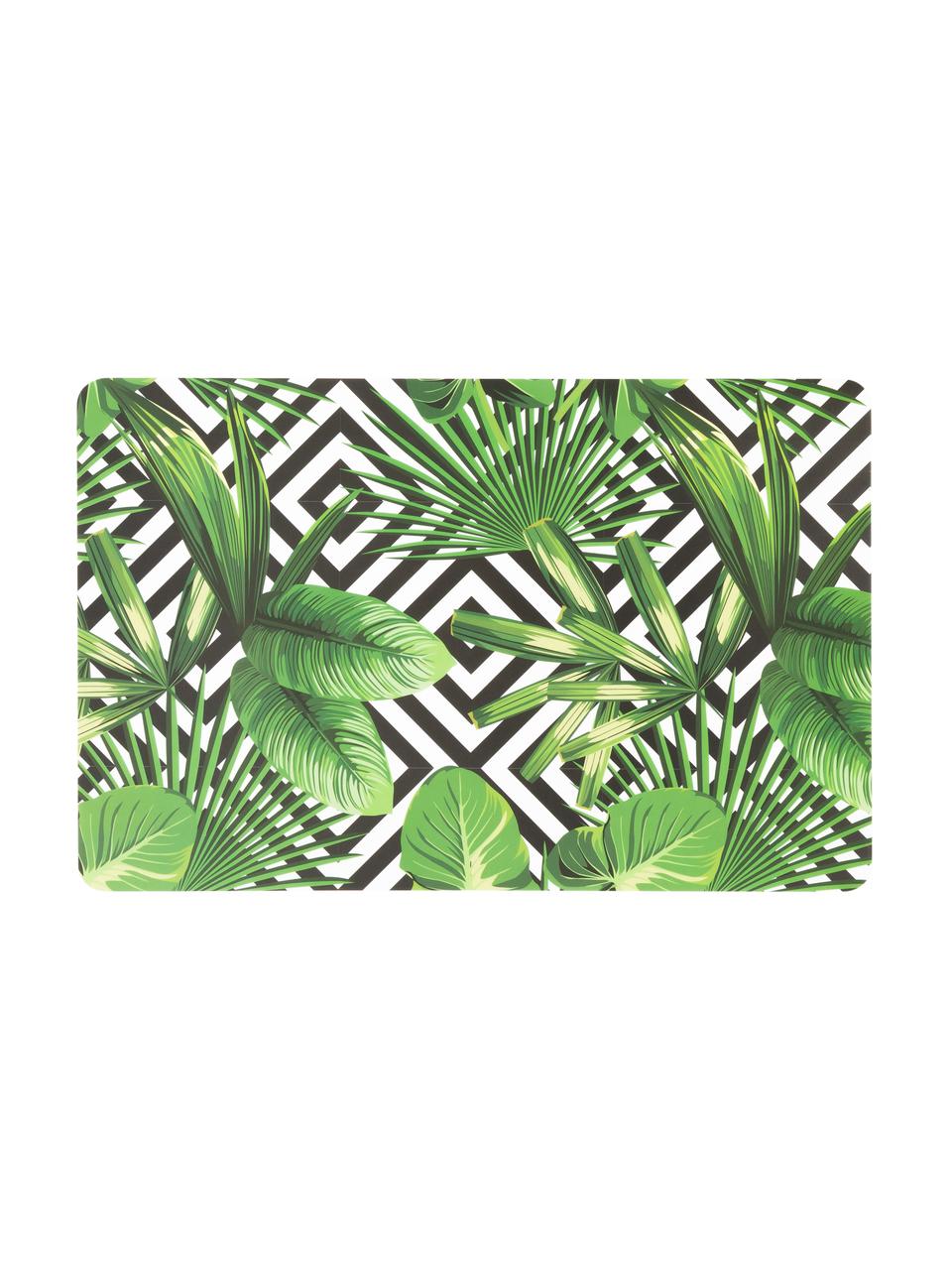 Kunststof-placemats Tropicana, 6-delig, Kunststof, Zwart, wit, groen, rood, geel, 30 x 45 cm