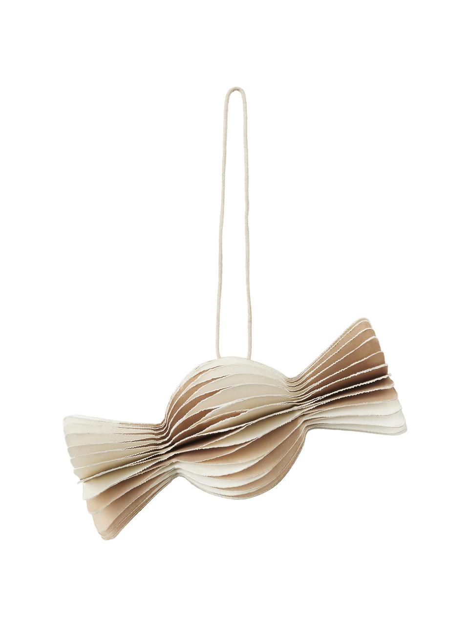 Décorations de sapin de Noël Julet, 4 pièces, Papier, Beige, larg. 8 x haut. 4 cm