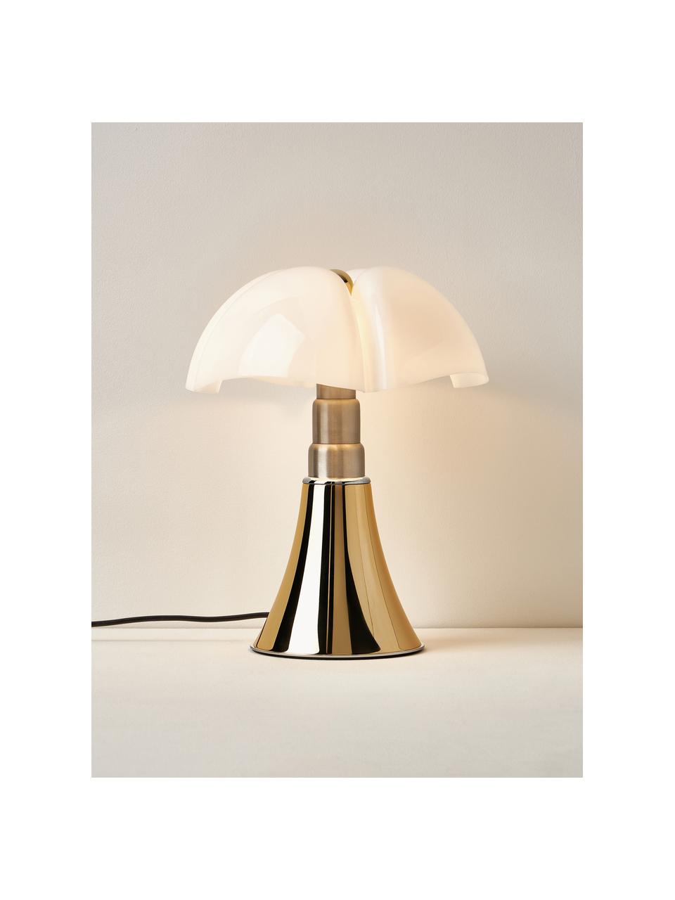 Lampada da tavolo a LED con luce regolabile Pipistrello, Struttura: metallo, alluminio laccat, Dorato lucido, Ø 27 x Alt. 35 cm