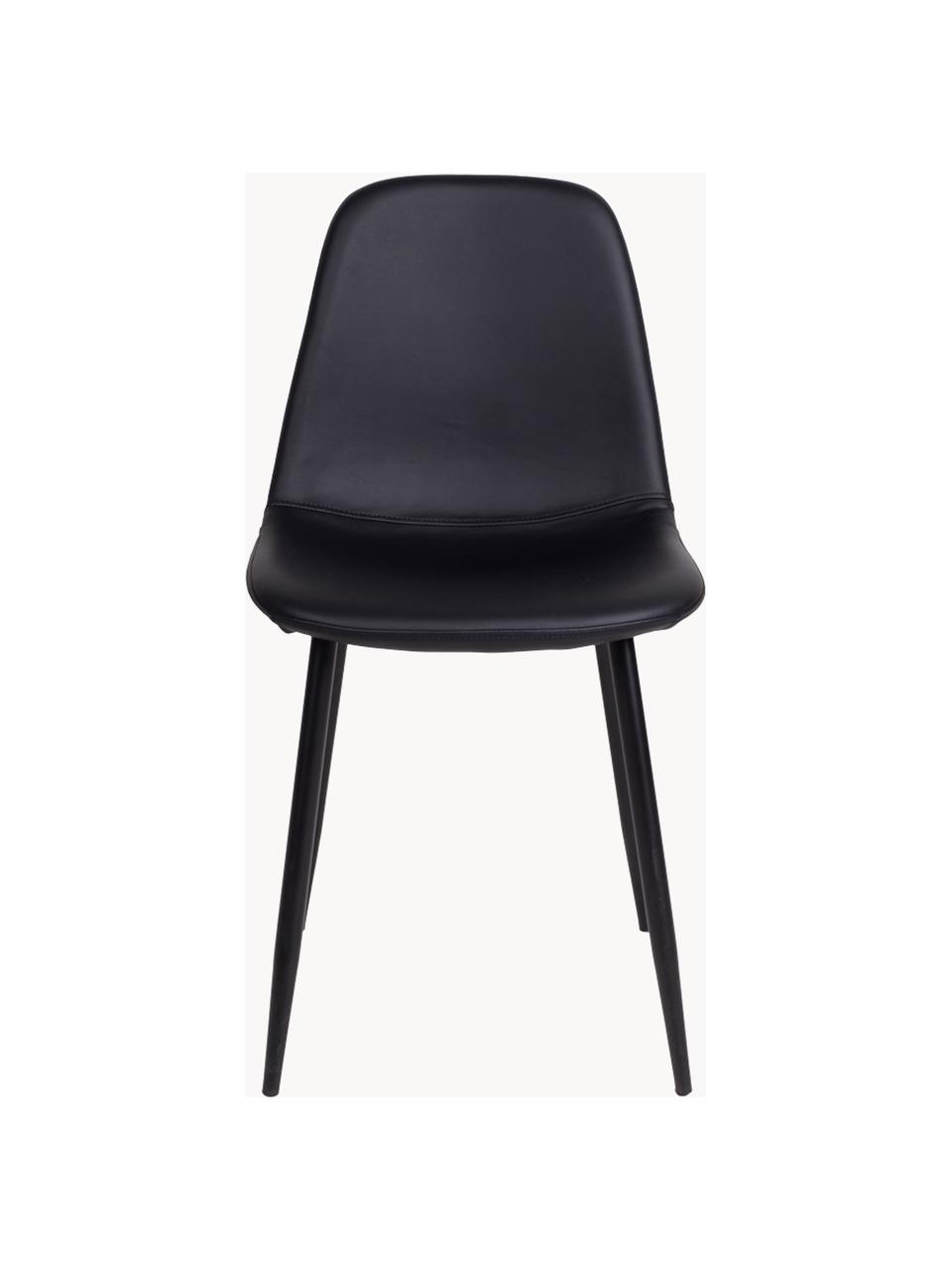 Krzesło tapicerowane ze sztucznej skóry Stockholm, Tapicerka: sztuczna skóra Dzięki tka, Nogi: metal lakierowany, Czarna sztuczna skóra, czarny, S 50 x G 47 cm