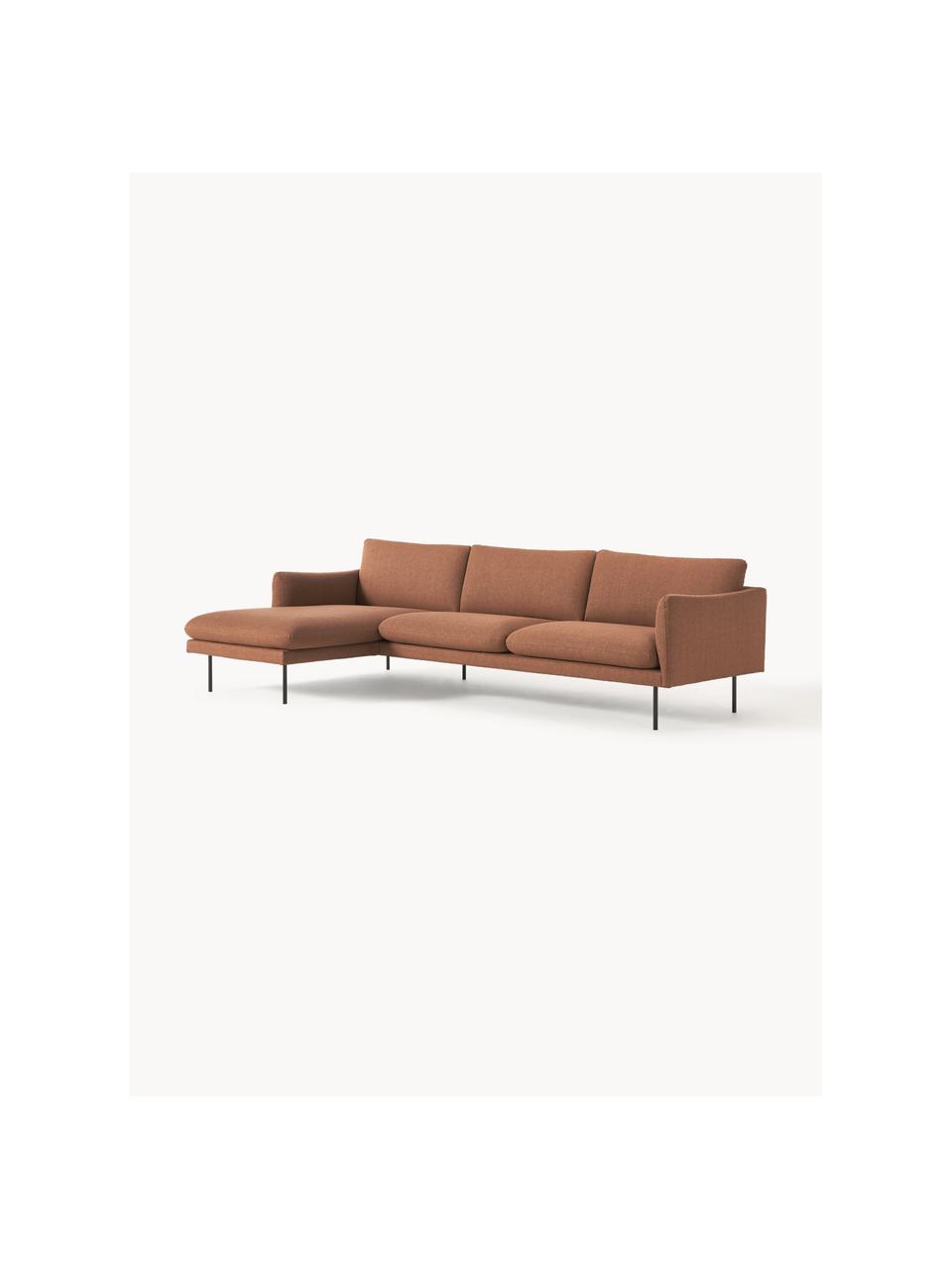 Ecksofa Moby, Bezug: Polyester Der hochwertige, Gestell: Massives Kiefernholz, Webstoff Nougat, B 280 x T 160 cm, Eckteil links