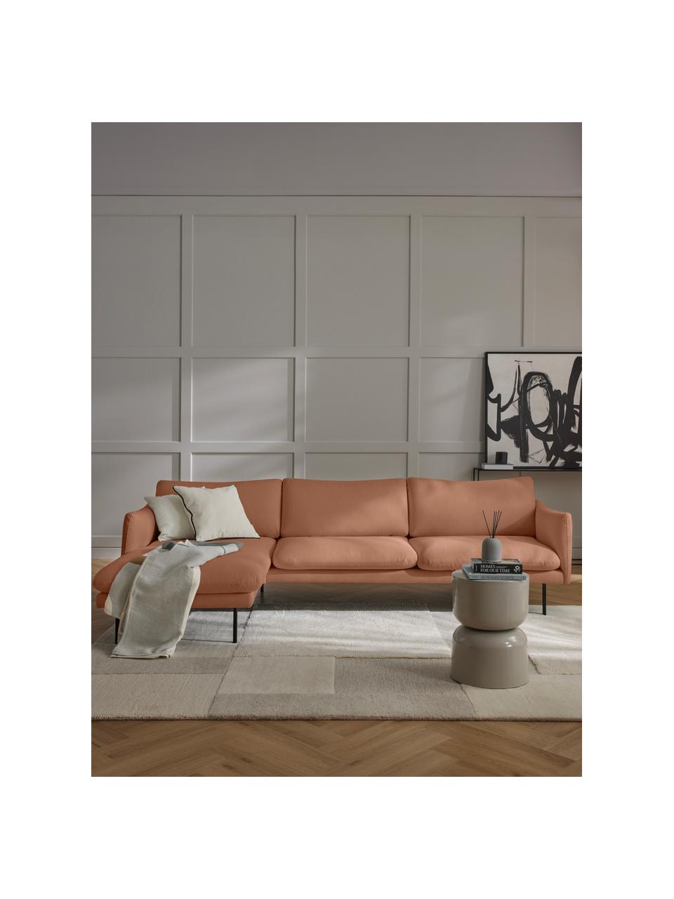 Divano angolare Moby, Rivestimento: poliestere Il rivestiment, Struttura: legno di pino massiccio, Piedini: metallo verniciato a polv, Tessuto torrone, Larg. 280 x Prof. 160 cm, chaise longue a sinistra