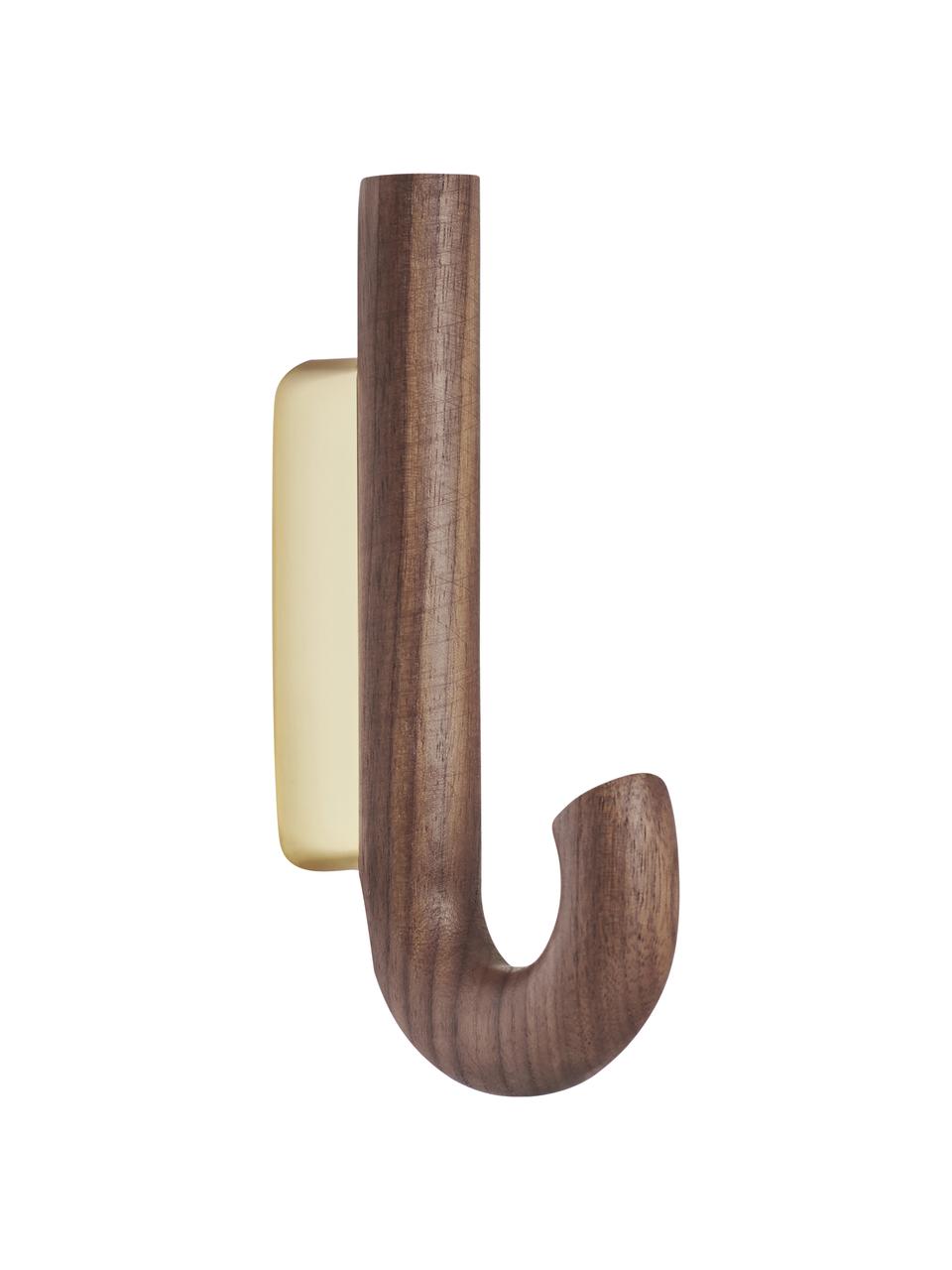 Nástěnný háček z ořechového dřeva Umbrella, různé velikosti, Ořechové dřevo, zlatá, Š 13 cm, V 19 cm