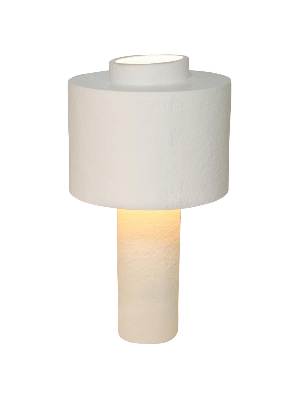 Dimmbare Tischlampe Gesso, Lampenschirm: Polyresin, Gesso, Lampenfuß: Polyresin, Gesso, Weiß, Ø 28 x H 51 cm