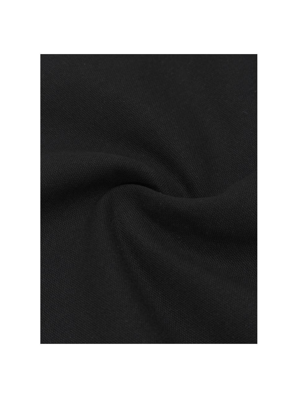Katoenen kussenhoes Piazza met kwastjes, 100% katoen, Zwart, wit, B 50 x L 50 cm