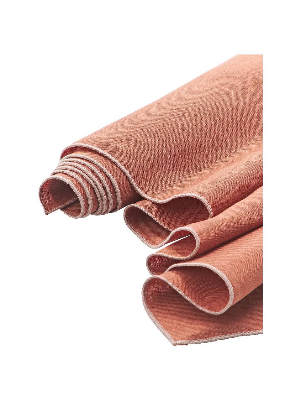 Leinen-Tischläufer Kennedy mit Umkettelung, 100 % gewaschenes Leinen, European Flax zertifiziert, Pastellrot, B 40 x L 150 cm