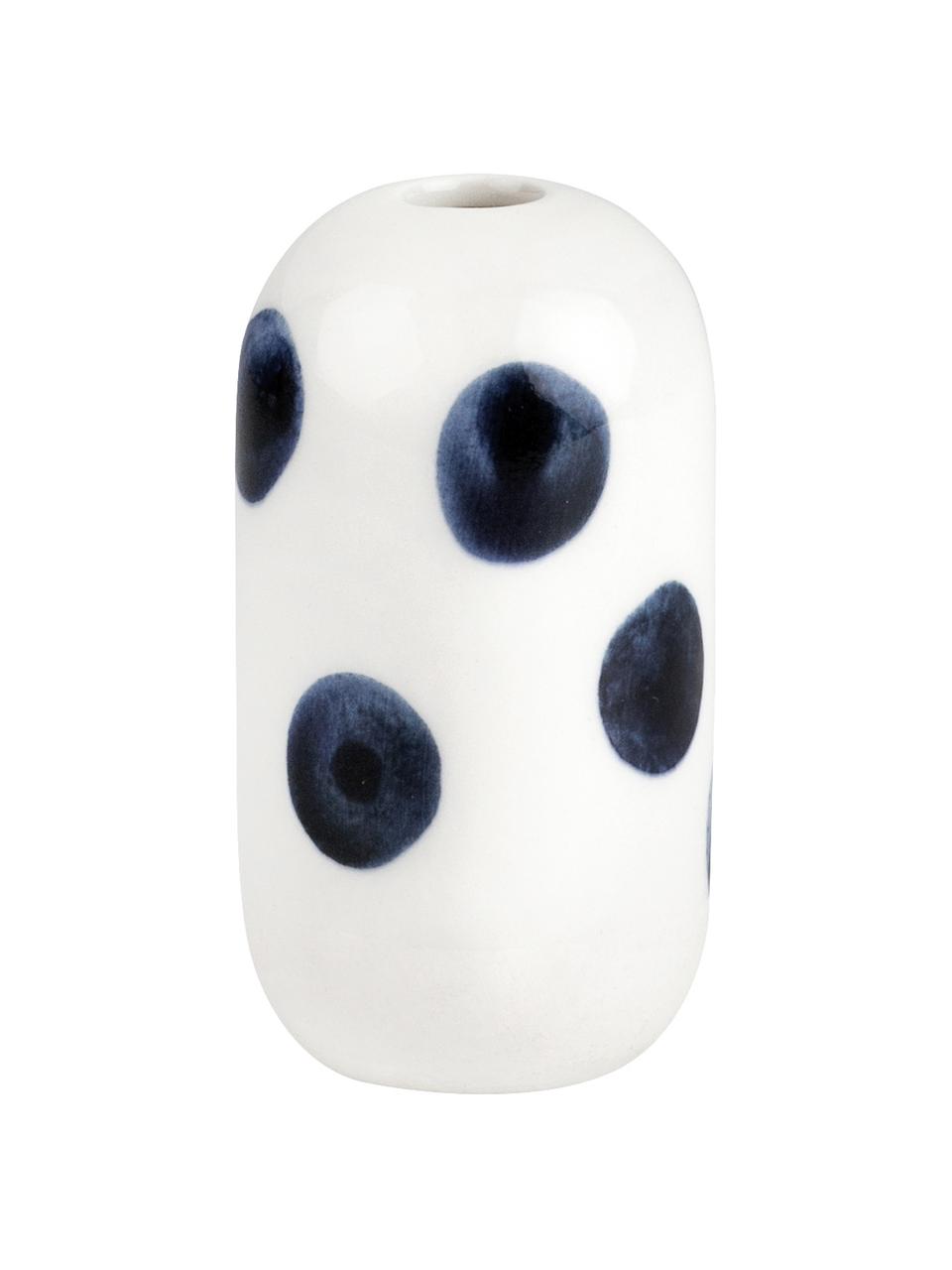 Petit vase grès cérame Home Office, Blanc, bleu