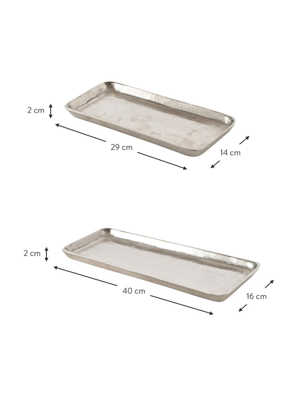 Deko-Tablett-Set Vend, 2-tlg., Aluminium, Silberfarben, Set mit verschiedenen Größen