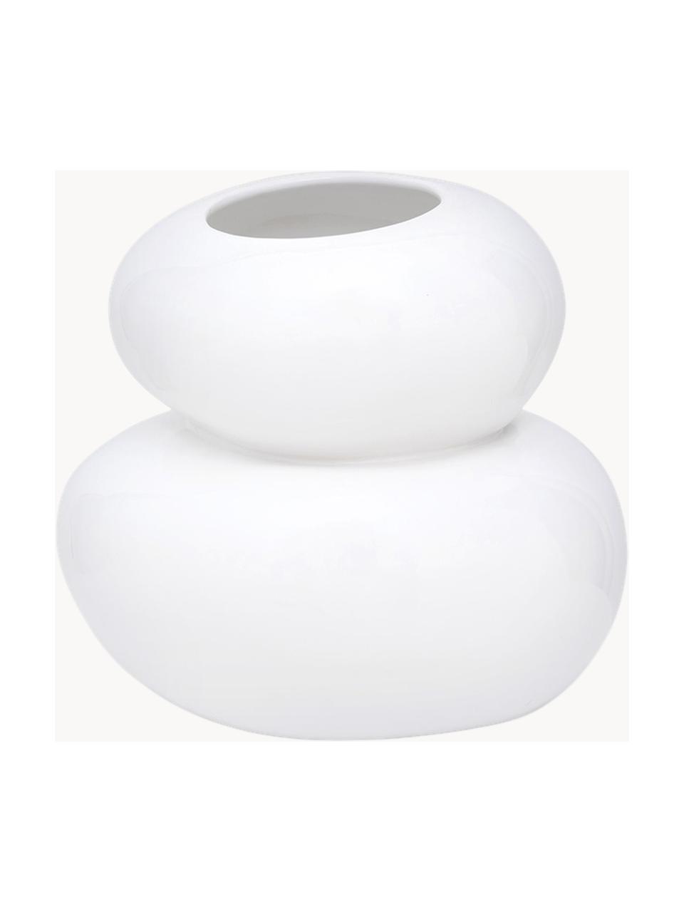 Ručně vyrobená designová váza Pebbles, Kamenina, Bílá, Ø 24 cm, V 22 cm