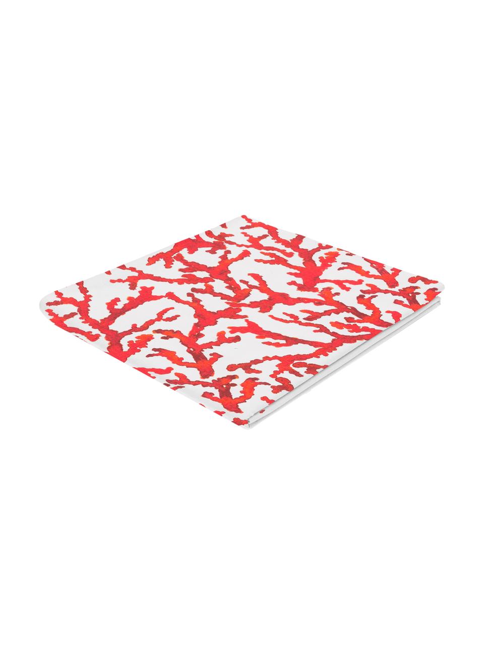 Baumwoll-Tischdecke Estran mit Korallenprint, Baumwolle, Rot, Weiss, Für 4 - 6 Personen (B 160 x L 160 cm)