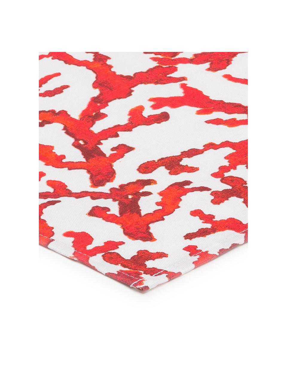 Bavlněný ubrus s korálovým potiskem Estran, Červená, bílá