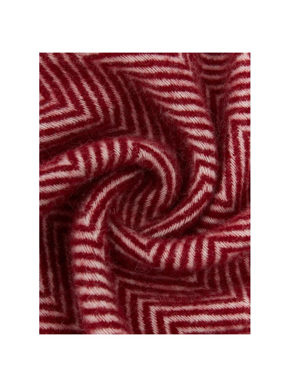Vlnená deka so strapcami Tirol-Mona, Vínovočervená, Š 140 x D 200 cm