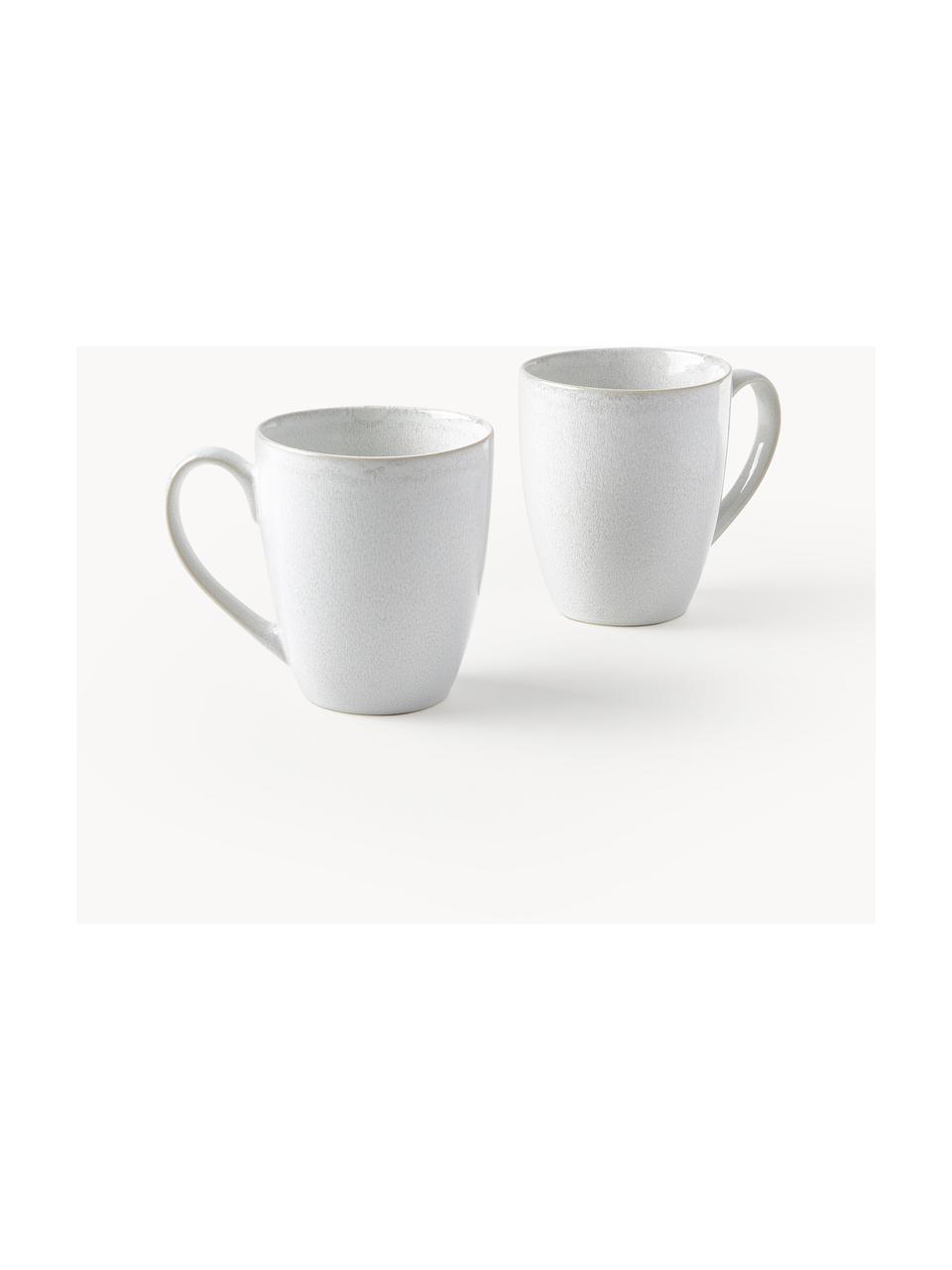 Koffiekopjes Gemma met reactief glazuur, 2 stuks, Keramiek, Wit, Ø 12 x H 11 cm, 400 ml