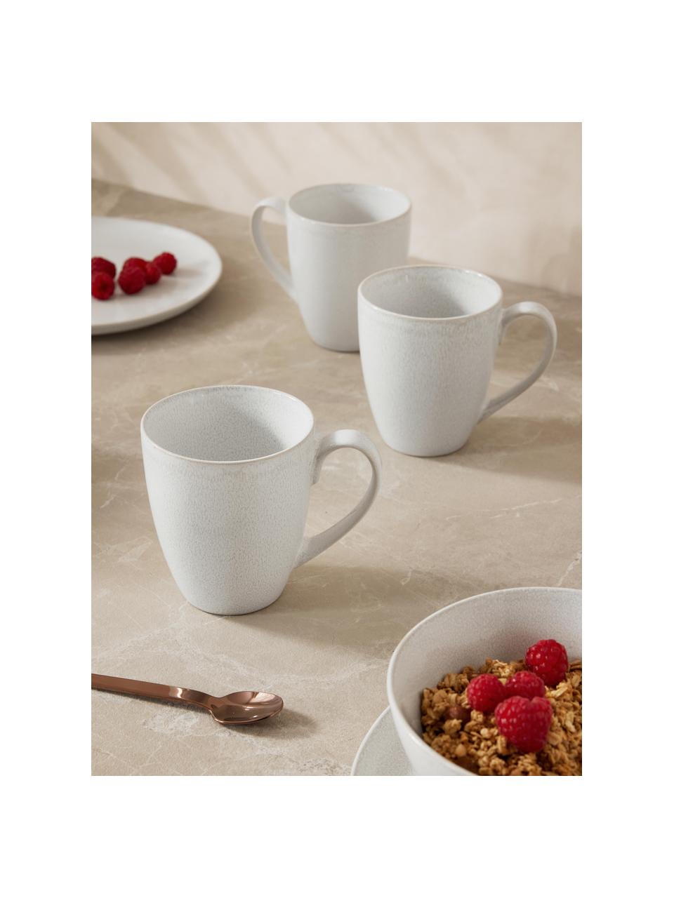 Kaffeetassen Gemma mit reaktiver Glasur, 2 Stück, Steinzeug, Weiss, Ø 12 x H 11 cm, 400 ml