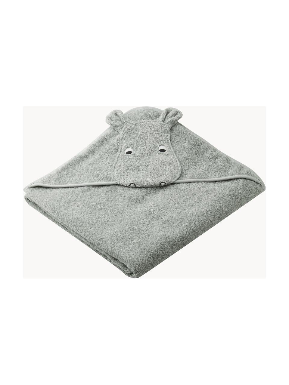 Ręcznik dla dzieci Augusta, 100% bawełna, Jasny szary z motywem hipopotama, S 100 x D 100 cm