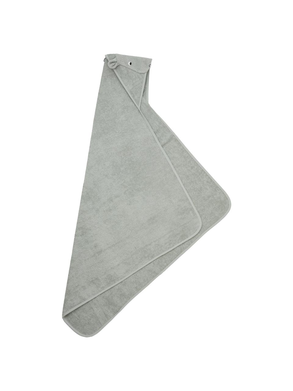 Asciugamano per bambini Augusta, 100% cotone, Grigio chiaro, motivo ippopotamo, Larg. 100 x Lung. 100 cm