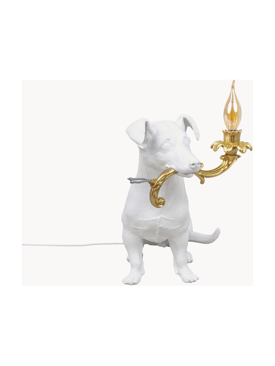 Petite lampe à poser design Rio, Blanc, doré, larg. 25 x haut. 34 cm