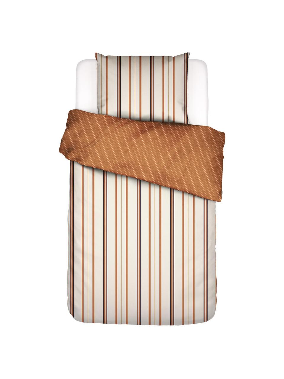 Pruhovaná posteľná bielizeň z bavlneného saténu Merly, Oranžová, béžová