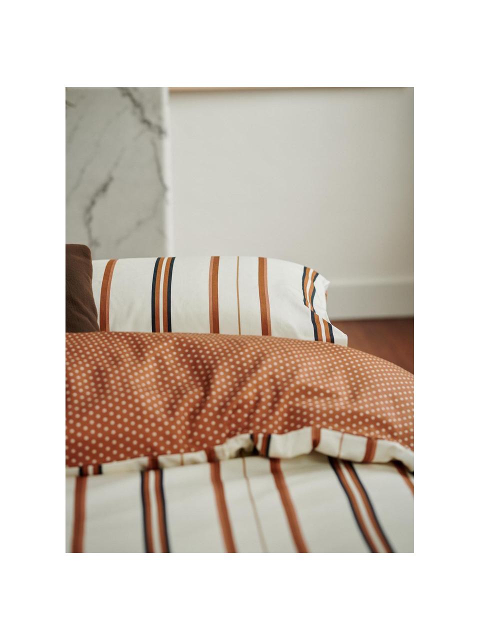Pościel z satyny bawełnianej Merly, Pomarańczowy, beżowy, 135 x 200 cm + 1 poduszka 80 x 80 cm