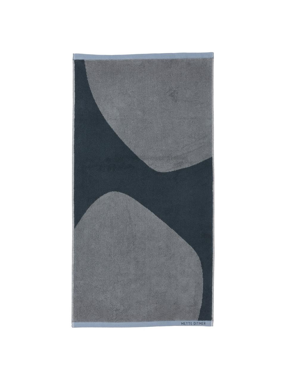 Serviette de toilette en coton bio Rock, différentes tailles, 100 % coton bio, Bleu, gris, Serviette de toilette, larg. 50 x long. 95 cm , 2 pièces