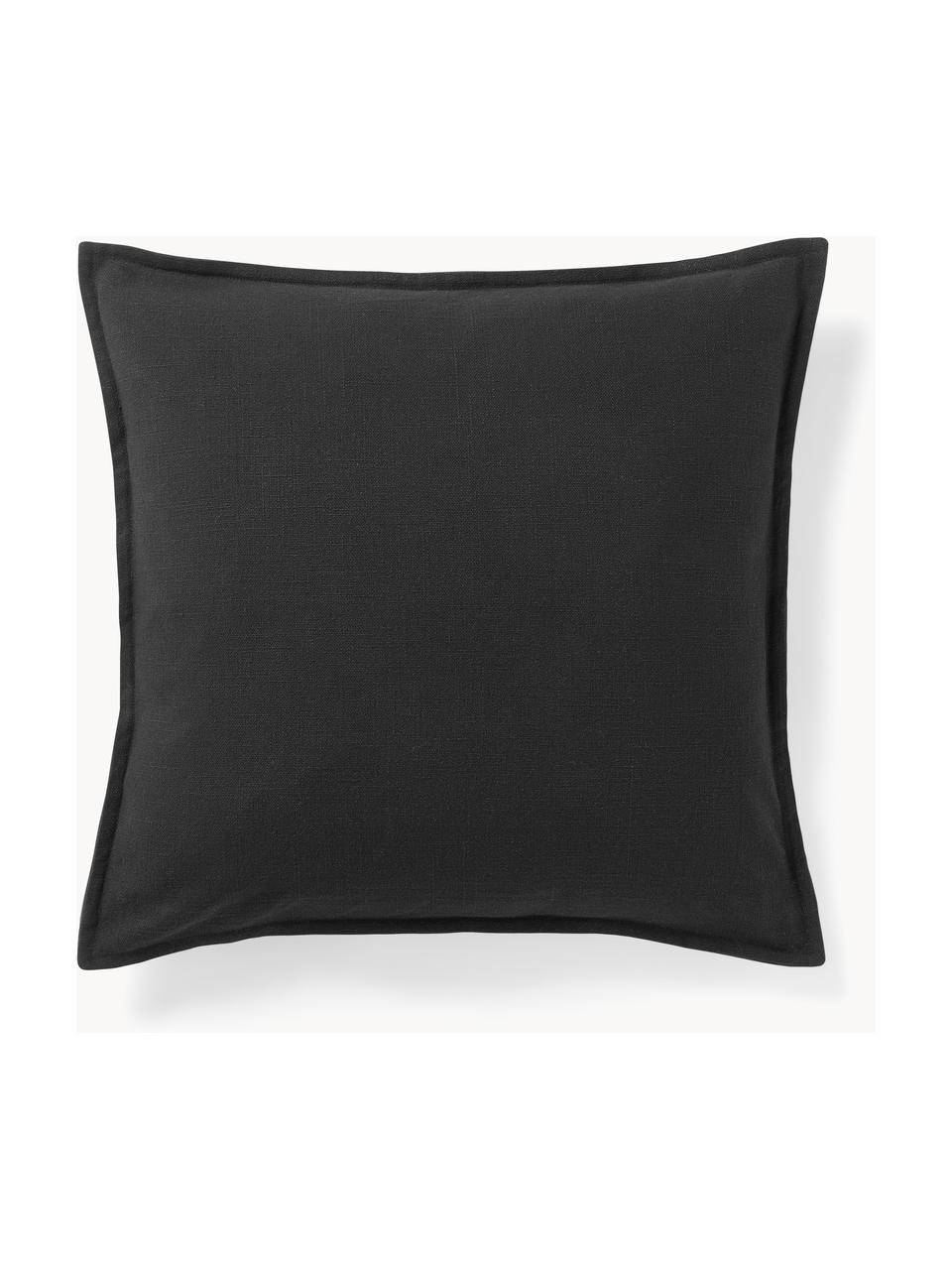 Housse de coussin 50x50 en coton Vicky, 100 % coton bio, Noir, larg. 50 x long. 50 cm