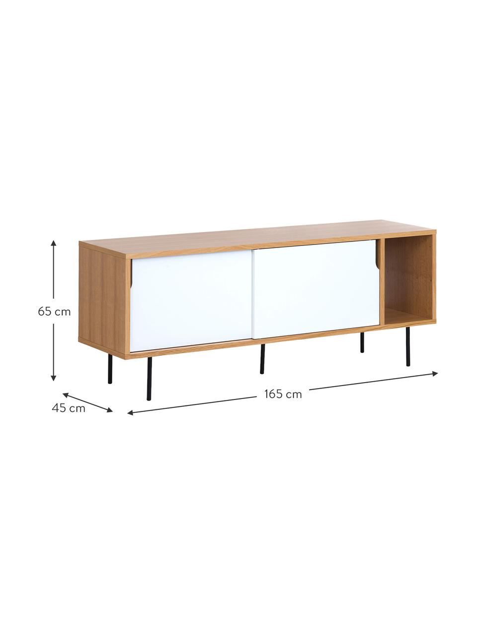 Credenza con ante scorrevoli  Danny, Superficie: con finitura in legno di , Gambe: metallo verniciato, Bianco, marrone, nero, Larg. 165 x Alt. 65 cm